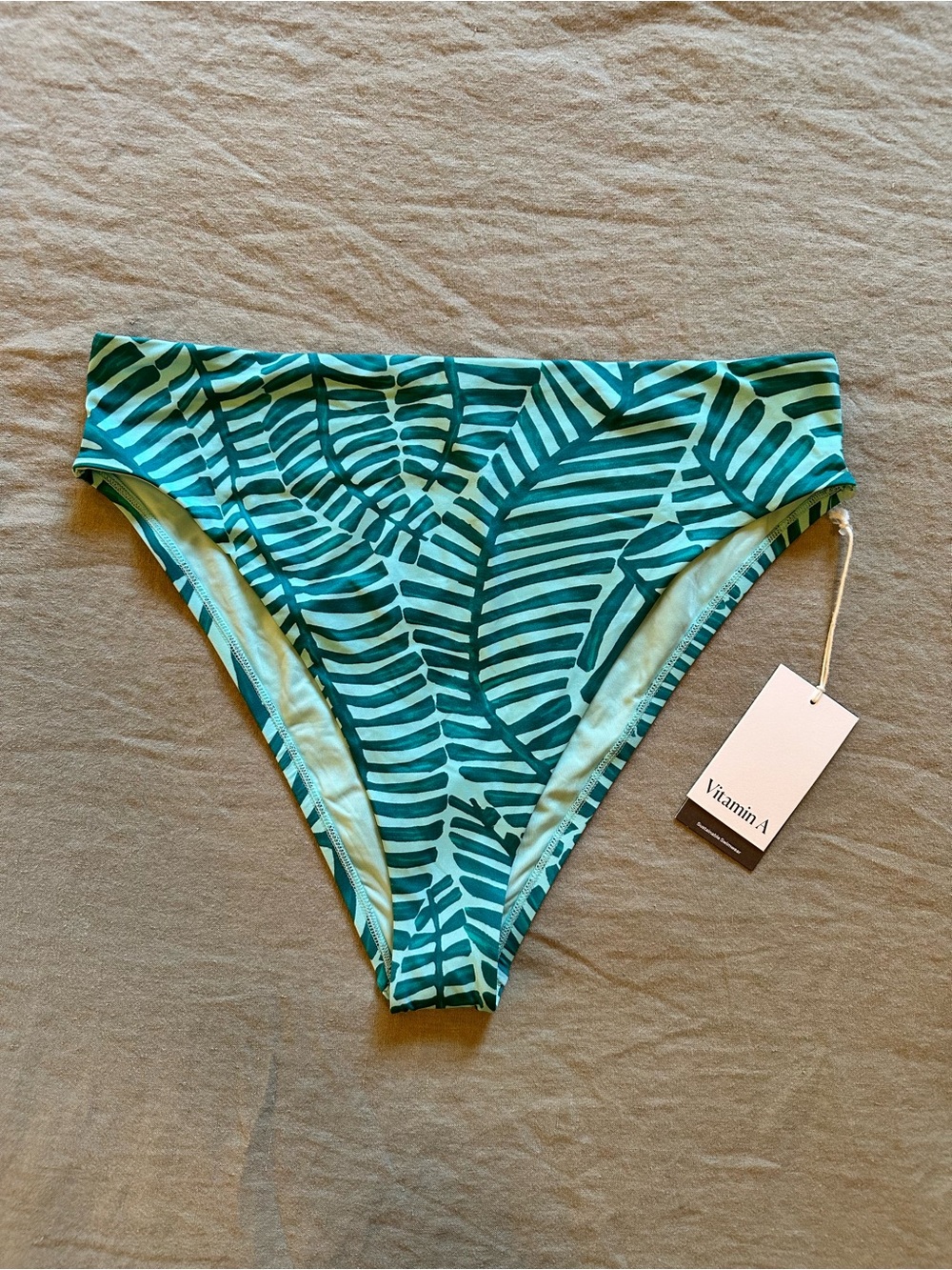 Vitamin A Teal Palm Print Bikini Bottom